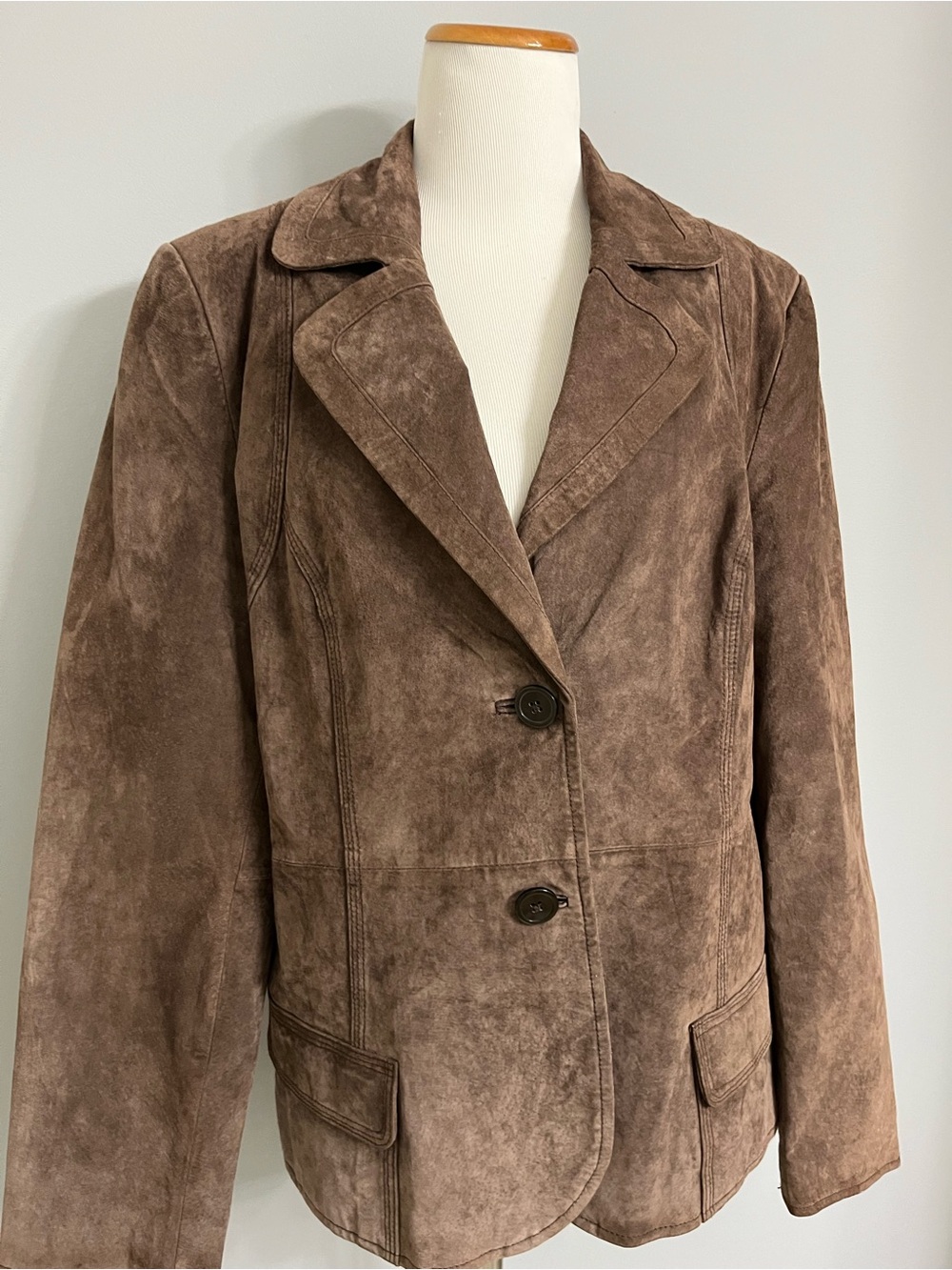 Vintage Y2K Cherokee Brown Suede Blazer Jacket Size XL
